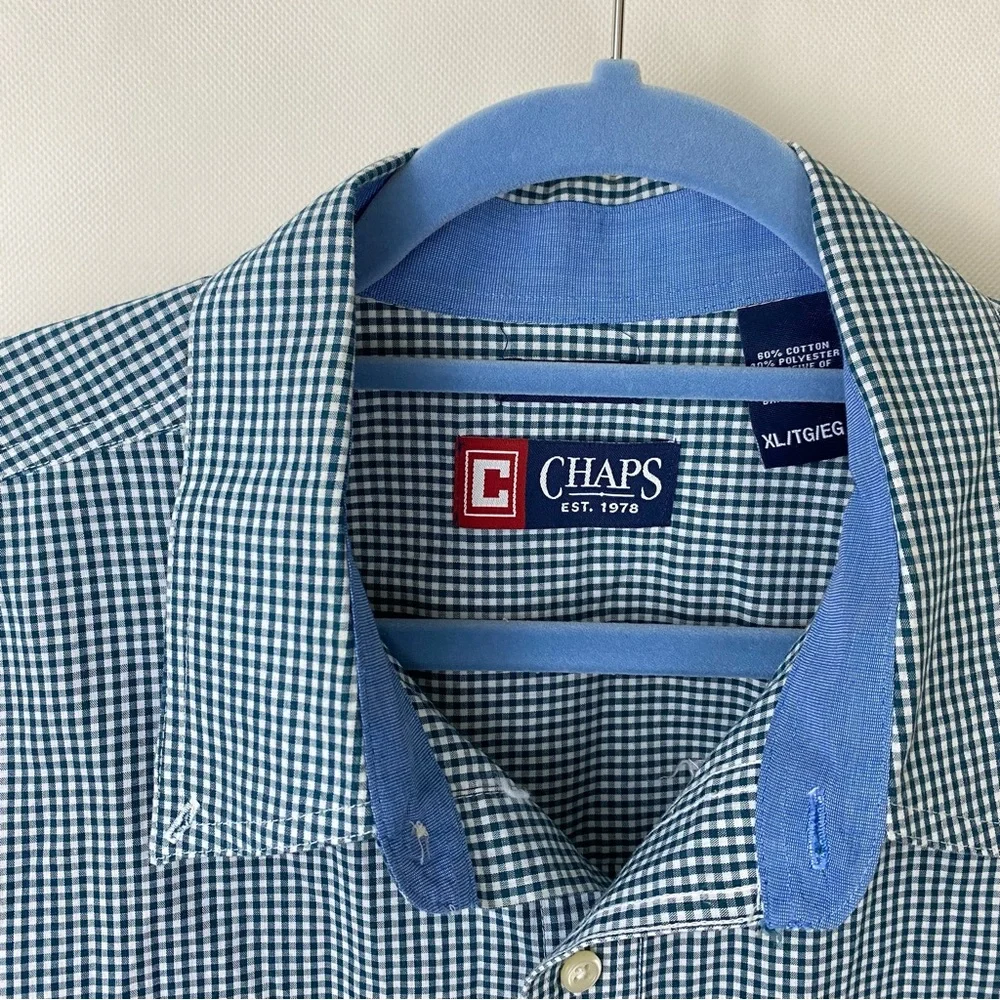 Chaps Blue Casual Button Down Shirt Relaxed Fit XL - Picture 2 of 6